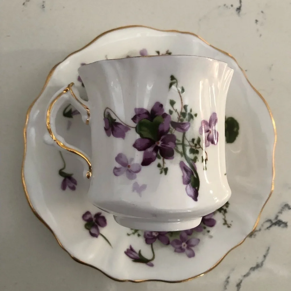VTG Hammersley Victorian Violets Teacup and Saucer~Bone China VTG